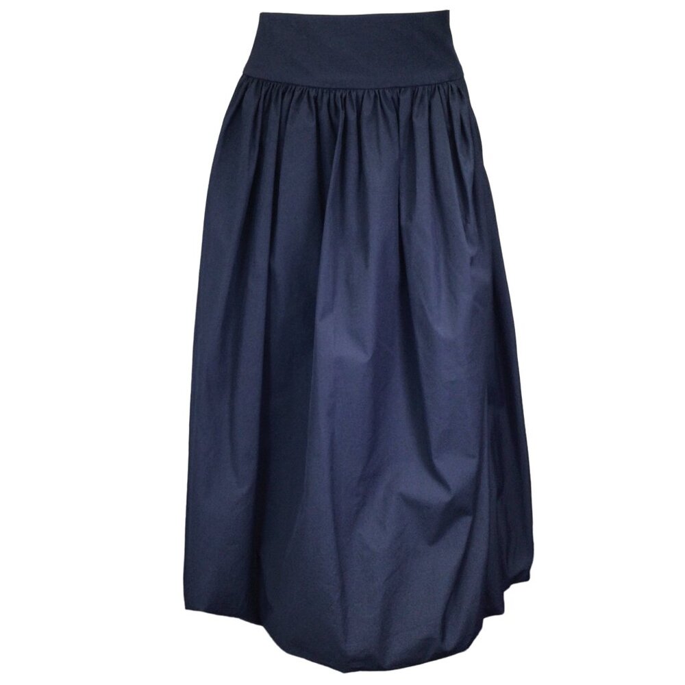 MOLLY GODDARD NAVY BLUE COTTON MIDI SKIRT